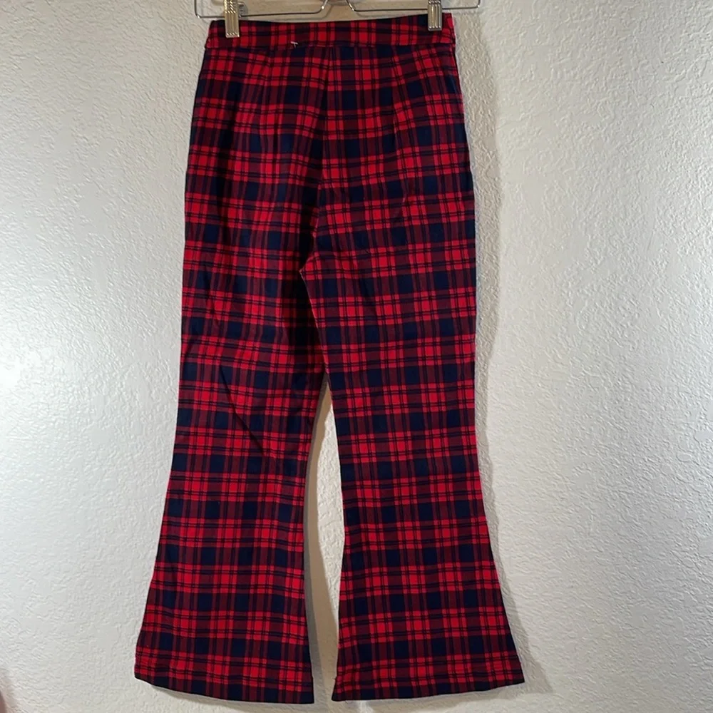 PRINCESS POLLY Fest Of The Queen Plaid Flare Pants Size 6 Pockets NEW - Picture 4 of 10